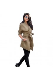 Romacci Womens Winter Lapel Long Sleeve Jacket Long Trench Coat Pocket Outwear with Belt - My look - $26.99 