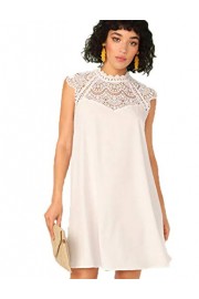 Romwe Women's Cute Cap Sleeve Lace Embroidered Floral Dress - Moj look - $21.99  ~ 18.89€