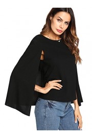 Romwe Women's Elegant Cape Cloak Sleeve Round Neck Party Top Blouse - Moj look - $16.99  ~ 14.59€