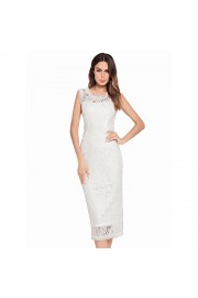 Ruiyige Sexy Lady Hollow Out Lace Dress Pure Color Sleeveless - My look - $35.30 