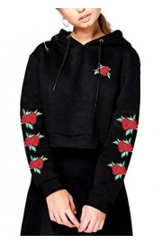 Ruiyige Women's Long Sleeve Embroidery Sweatshirt Crop Top Hoodies - O meu olhar - $26.99  ~ 23.18€
