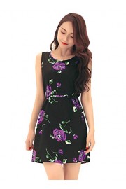 Ruiyige Women's Sleeveless Strappy Summer Floral Flared Swing Dress - My look - $18.99 
