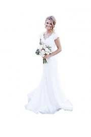 SIQINZHENG Women's Lace Wedding Dresses Long White Dress Mermaid Bridal Gowns - My look - $92.99 