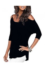 STYLEWORD Women's Three-Quarter Sleeves Off Shoulder Casual Shirt Tops - My look - $35.99 