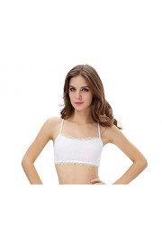 Shawhuaa Womens Lace Summer Cut Out Back Half Cami Crop Top White - Moj look - 