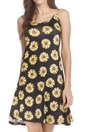 Shawhuwa Adjustable A-Line Summer Strappy Dress for Women Black-Yellow XXXXL - My look - $16.99 