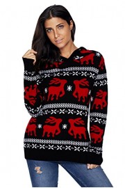 Shawhuwa Womens Christmas Sweater Reindeer Knit Hoodie Pullover - My look - $34.99 