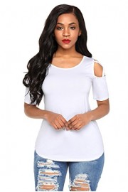 Shawhuwa Womens Summer Crisscross Cold Shoulder T-Shirt Tops Blouses - My look - $17.99 