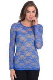 Sheer Lace Long Sleeve Top - My look - $25.99 