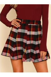Shein Plaid Print Paneled Skirt - My时装实拍 - $22.00  ~ ¥147.41