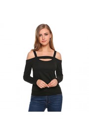 Sherosa Women's Sexy Cold Should Long Sleeve Shirts strap Hollow Out Blouse tops - Moj look - $17.99  ~ 15.45€
