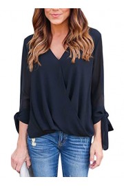 Sidefeel Women Casual Loose Fit V Neck Chiffon Blouse - My look - $25.99 
