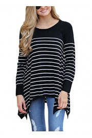 Sidefeel Women Crew Neck Stripes Loose Knit Sweater Pullover Tops - My look - $49.99 
