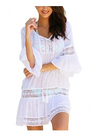 Sidefeel Women Loose Beach Kaftan Cover Up Crochet Dress - My look - $35.99 