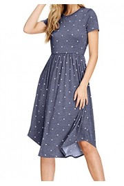 Simier Fariry Women Summer Pleated Polka Dot Pocket Loose Swing Casual Midi Dress - O meu olhar - $21.99  ~ 18.89€