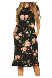 Simier Fariry Women's Floral Short Sleeve Casual Pockets Midi Dress - My look - $23.99 