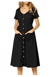 Simier Fariry Women's Plain Short Sleeve Pockets Casual Swing Work Dress - My look - $14.99 