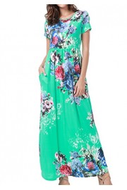 Simier Fariry Womens Summer Floral Print Casual Short Sleeve Pockets Maxi Long Dress - O meu olhar - $14.99  ~ 12.87€