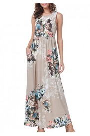 Simier Fariry Womens Summer Sleeveless Floral Print Casual Loose Maxi Long Dress - My look - $14.99 