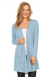 Simlu Womens Long Open Front Lightweight Summer Cardigan with Pockets Made in USA - Moj look - $14.99  ~ 12.87€