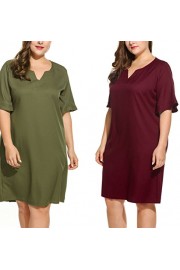 SimpleFun Women's Notch Neck Flare Sleeve Solid Casual Shift Dress Plus Size L-4XL - My时装实拍 - $13.99  ~ ¥93.74