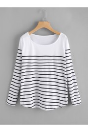 Striped Loose T-shirt - My时装实拍 - $11.00  ~ ¥73.70