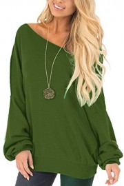 Suimiki Women's One Off Shoulder Loose Casual Sweatshirt Pullover Shirt Slouchy Tops - My look - $16.98 