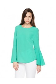Suite Alice Flare Sleeve Opening Round Neck Blouse - My look - $26.95 