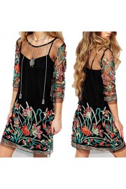 Sunglory Womens Boho Vintage Lace Mesh Sheer Embroidered Floral Party Mini Dress - Myファッションスナップ - $12.42  ~ ¥1,398