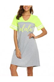 Sweetnight Women's Nightgown V Neck Sleep Dress Short Sleeve Sleepwear Casual T-Shirt Soft Loungewear - My look - $13.59 