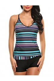 Sweetnight Women's Two Piece Swimsuits Striped Tankini with Boyshort Plus Size - My look - $15.99 