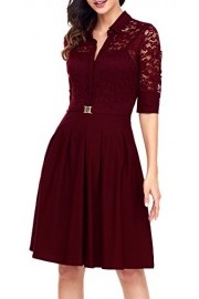 Swiland Women's 3/4 Sleeve Vintage Evening Party Bridesmaid A-Line Lace Dress - Mi look - $39.99  ~ 34.35€
