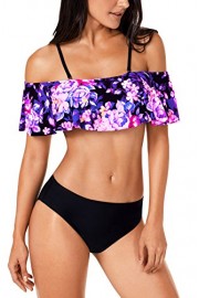 Swiland Women's Vintage Floral Pattern Sexy Low Waisted Swimsuit Bikini Set - My look - $39.99 