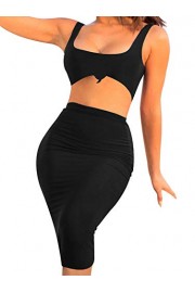 TOB Crop Tank Top Bodycon Midi Skirts Sets,Women's Sexy Two Pieces Club Outfits - O meu olhar - $39.99  ~ 34.35€