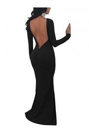 TOB Women's Sexy Long Sleeve Backless Ruched Evening Prom Mermaid Dress - Moj look - $39.99  ~ 34.35€