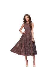 TOPUNDER Dot Sleeveless Dress for Women Hebburn Vintage Zip Cute Floral Knee Length Dress - My look - $3.99  ~ £3.03