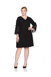 Tahari by Arthur S. Levine Women's Plus Size V Neck Shift Dress With Lace Bell Sleeve Details - My look - $57.54 
