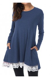 Taydey Women Lace Long Sleeve Tunic Top Casual Blouse with Pockets - My look - $9.99 