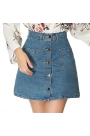 Taydey Women's Button Front Denim A-Line Short Skirt - My look - $11.99 
