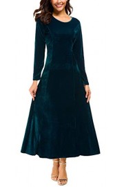 Urban CoCo Women's Elegant Long Sleeve Ruched Velvet Stretchy Long Dress - My look - $38.90 