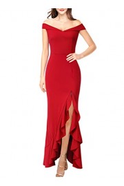 VFSHOW Womens Off Shoulder Ruffle Split Formal Evening Mermaid Maxi Dress - My look - $37.99 