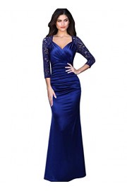 VFSHOW Womens V Neck Floral Lace Ruched Formal Evening Mermaid Maxi Dress - Moj look - $48.99  ~ 42.08€