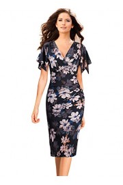 VFSHOW Womens V Neck Ruched Cocktail Party Faux Wrap Sheath Pencil Dress - Moj look - $22.99  ~ 19.75€