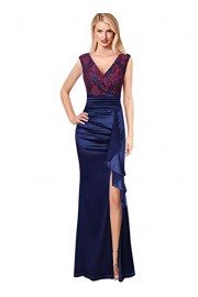 VFSHOW Womens V Neck Ruched Ruffles Formal Evening Wedding Party Maxi Dress - My look - $44.99 