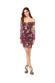 Velvet Rope Women's Longsleeved Printed Floral Mesh Ruched Front Criss Cross Mini Dress - Il mio sguardo - $14.99  ~ 12.87€