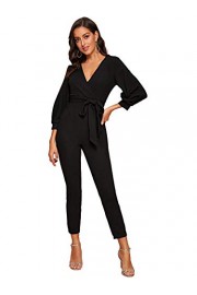 Verdusa Women's Elegant 3/4 Sleeve High Waist Belted Wrap Long Jumpsuit - My look - $28.99  ~ £22.03