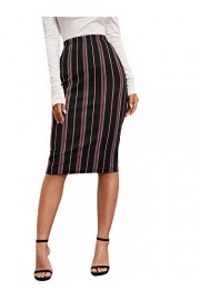 Verdusa Women's Stripe Print Elastic Waist Bodycon Pencil Skirt - O meu olhar - $14.99  ~ 12.87€