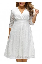 V fashion V Neck Lace Dresses For Women Plus Size Bridesmaid Dresses With Sleeves - My look - $25.99 