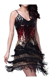 Vijiv Women's Adjustable Strap Gradient Sequin Fringe Dance Party Dress - Mein aussehen - $29.99  ~ 25.76€