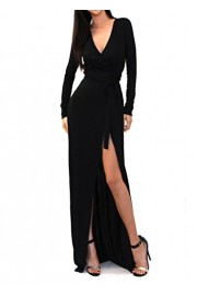 Vivicastle Women's USA Sexy Long Sleeve Tulip Wrap Slit Front Full Long Maxi Dress - Mi look - $14.95  ~ 12.84€
